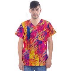 Abstract Design Calorful Men s V-neck Scrub Top