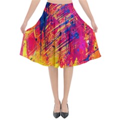 Abstract Design Calorful Flared Midi Skirt by nateshop