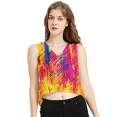 Abstract Design Calorful V-neck Cropped Tank Top by nateshop