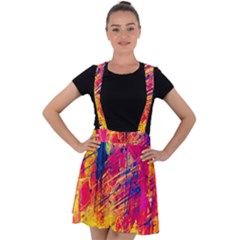 Abstract Design Calorful Velvet Suspender Skater Skirt by nateshop