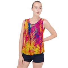 Abstract Design Calorful Bubble Hem Chiffon Tank Top by nateshop