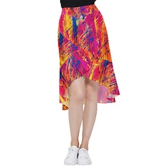 Abstract Design Calorful Frill Hi Low Chiffon Skirt by nateshop