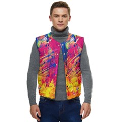 Abstract Design Calorful Men s Button Up Puffer Vest	