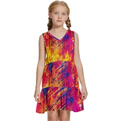 Abstract Design Calorful Kids  Sleeveless Tiered Mini Dress by nateshop