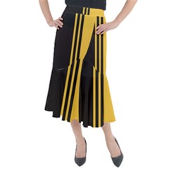 Abstract Design, Minimal, Abstract, Black, Desenho, Flat Midi Mermaid Skirt by nateshop