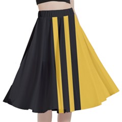 Abstract Design, Minimal, Abstract, Black, Desenho, Flat A-line Full Circle Midi Skirt With Pocket