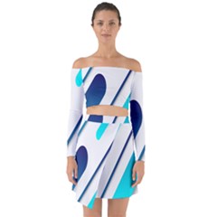 Abstract, Desenho, Flat, Google, Material Off Shoulder Top With Skirt Set by nateshop