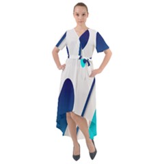 Abstract, Desenho, Flat, Google, Material Front Wrap High Low Dress