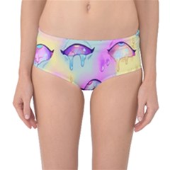 Ahegao, Anime, Pink Mid-waist Bikini Bottoms by nateshop