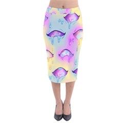 Ahegao, Anime, Pink Velvet Midi Pencil Skirt by nateshop