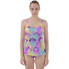 Ahegao, Anime, Pink Twist Front Tankini Set by nateshop