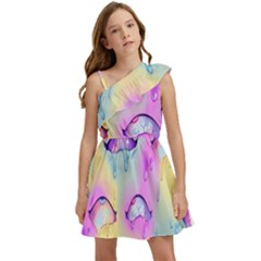 Ahegao, Anime, Pink Kids  One Shoulder Party Dress