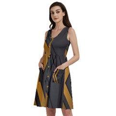 Black Gold Background, Golden Lines Background, Black Sleeveless Dress With Pocket