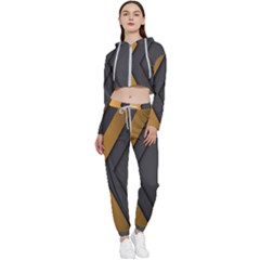 Black Gold Background, Golden Lines Background, Black Cropped Zip Up Lounge Set by nateshop