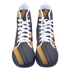 Black Gold Background, Golden Lines Background, Black Women s High-top Canvas Sneakers