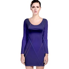 Blue Abstraction Background, Material Design, Paper Long Sleeve Velvet Bodycon Dress by nateshop