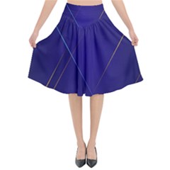 Blue Abstraction Background, Material Design, Paper Flared Midi Skirt by nateshop