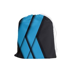 Blue Black Abstract Background, Geometric Background Drawstring Pouch (large) by nateshop