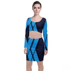 Blue Black Abstract Background, Geometric Background Top And Skirt Sets by nateshop