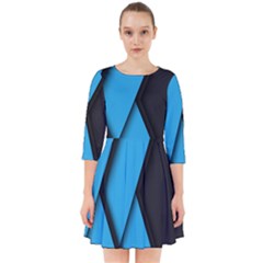 Blue Black Abstract Background, Geometric Background Smock Dress by nateshop