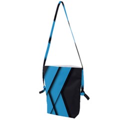 Blue Black Abstract Background, Geometric Background Folding Shoulder Bag by nateshop