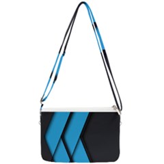 Blue Black Abstract Background, Geometric Background Double Gusset Crossbody Bag by nateshop