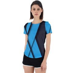 Blue Black Abstract Background, Geometric Background Back Cut Out Sport T-shirt by nateshop