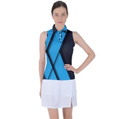 Blue Black Abstract Background, Geometric Background Women s Sleeveless Polo T-shirt by nateshop