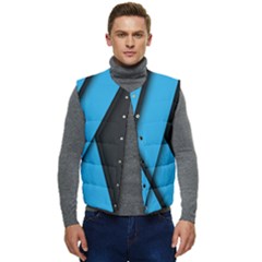 Blue Black Abstract Background, Geometric Background Men s Button Up Puffer Vest	 by nateshop