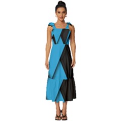 Blue Black Abstract Background, Geometric Background Tie-strap Tiered Midi Chiffon Dress by nateshop