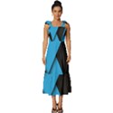 Blue Black Abstract Background, Geometric Background Tie-Strap Tiered Midi Chiffon Dress View1