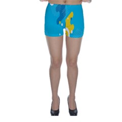 Blue Yellow Abstraction, Creative Backgroun Skinny Shorts by nateshop