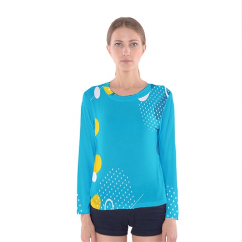 Blue Yellow Abstraction, Creative Backgroun Women s Long Sleeve T-shirt by nateshop