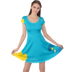 Blue Yellow Abstraction, Creative Backgroun Cap Sleeve Dress by nateshop