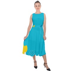 Blue Yellow Abstraction, Creative Backgroun Midi Tie-back Chiffon Dress by nateshop