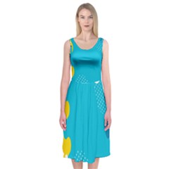 Blue Yellow Abstraction, Creative Backgroun Midi Sleeveless Dress by nateshop