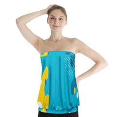 Blue Yellow Abstraction, Creative Backgroun Strapless Top by nateshop