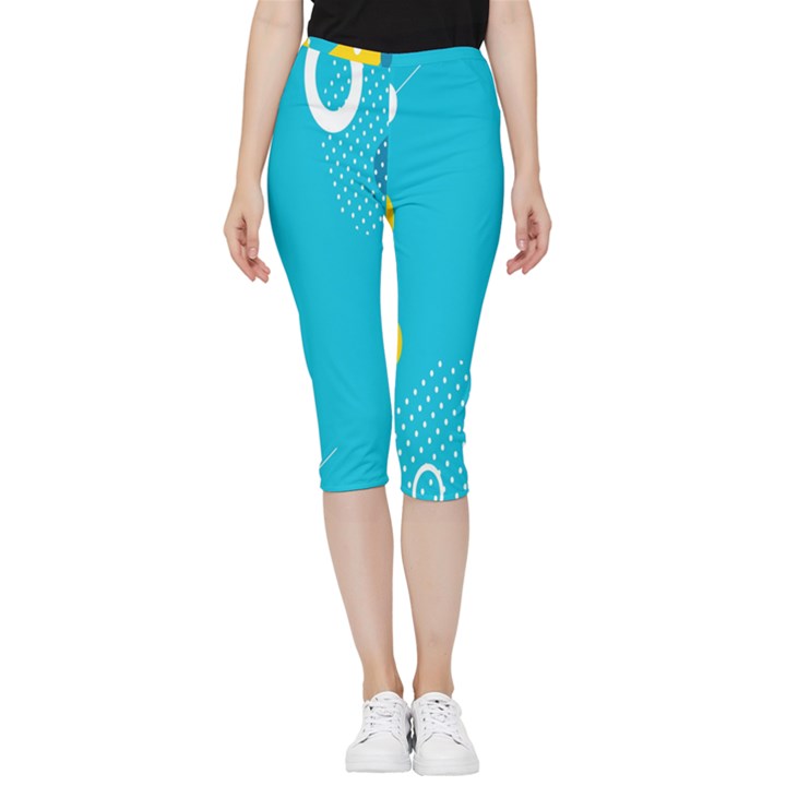 Blue Yellow Abstraction, Creative Backgroun Inside Out Lightweight Velour Capri Leggings 