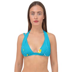 Blue Yellow Abstraction, Creative Backgroun Double Strap Halter Bikini Top by nateshop