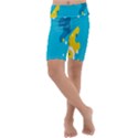 Blue Yellow Abstraction, Creative Backgroun Kids  Lightweight Velour Cropped Yoga Leggings View1