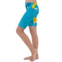 Blue Yellow Abstraction, Creative Backgroun Kids  Lightweight Velour Cropped Yoga Leggings View2