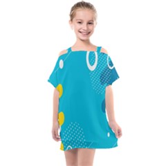 Blue Yellow Abstraction, Creative Backgroun Kids  One Piece Chiffon Dress by nateshop