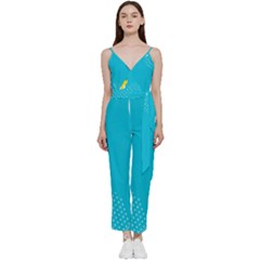 Blue Yellow Abstraction, Creative Backgroun V-neck Camisole Jumpsuit by nateshop