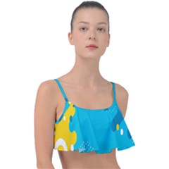 Blue Yellow Abstraction, Creative Backgroun Frill Bikini Top by nateshop