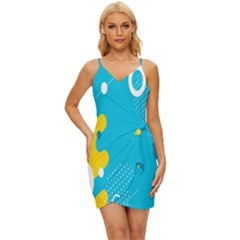 Blue Yellow Abstraction, Creative Backgroun Wrap Tie Front Dress by nateshop