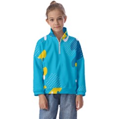 Blue Yellow Abstraction, Creative Backgroun Kids  Half Zip Hoodie by nateshop