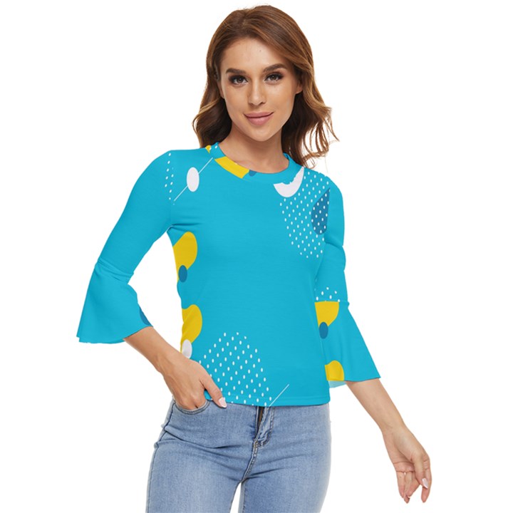 Blue Yellow Abstraction, Creative Backgroun Bell Sleeve Top