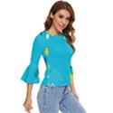 Blue Yellow Abstraction, Creative Backgroun Bell Sleeve Top View3