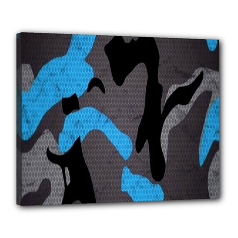 Blue, Abstract, Black, Desenho, Grey Shapes, Texture Canvas 20  X 16  (stretched) by nateshop