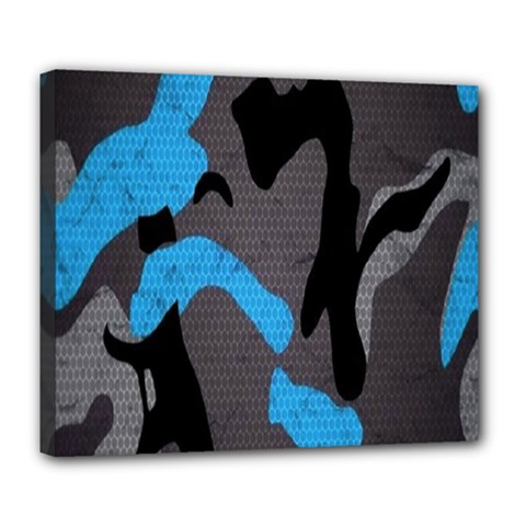 Blue, Abstract, Black, Desenho, Grey Shapes, Texture Deluxe Canvas 24  X 20  (stretched) by nateshop